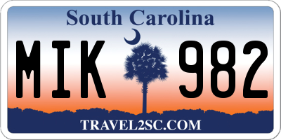 SC license plate MIK982