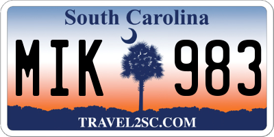 SC license plate MIK983