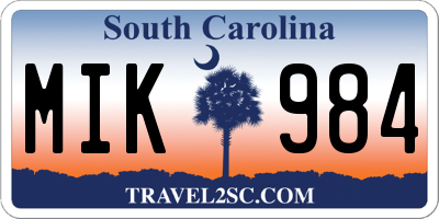 SC license plate MIK984
