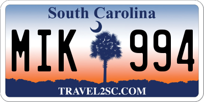 SC license plate MIK994