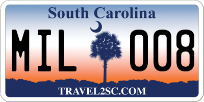 SC license plate MIL008
