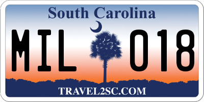 SC license plate MIL018