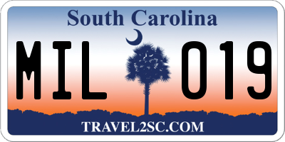 SC license plate MIL019
