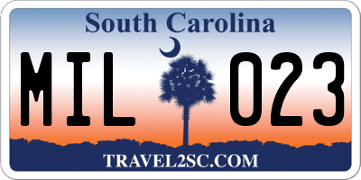 SC license plate MIL023