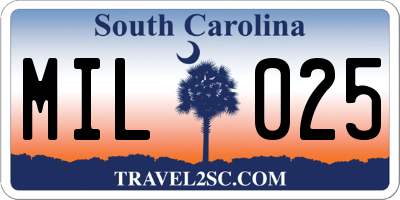 SC license plate MIL025