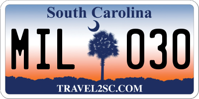 SC license plate MIL030