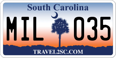 SC license plate MIL035