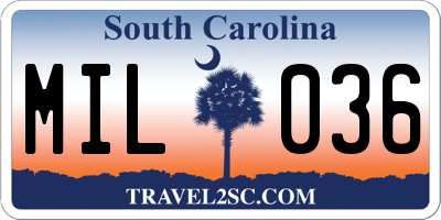 SC license plate MIL036
