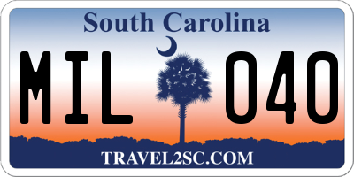 SC license plate MIL040