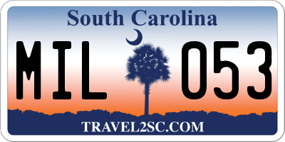SC license plate MIL053