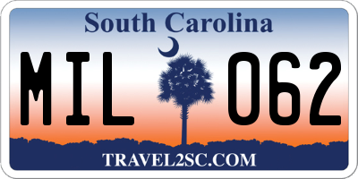 SC license plate MIL062