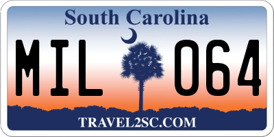 SC license plate MIL064