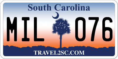 SC license plate MIL076