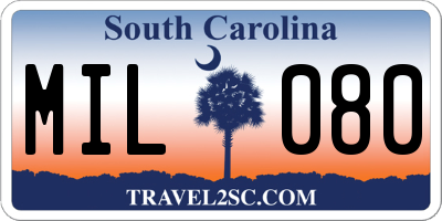 SC license plate MIL080