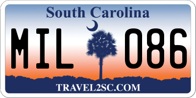 SC license plate MIL086
