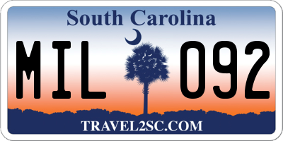 SC license plate MIL092