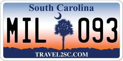 SC license plate MIL093