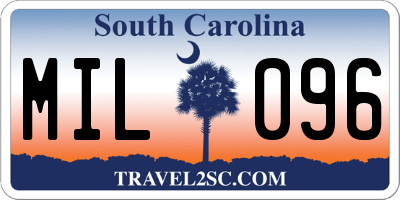 SC license plate MIL096