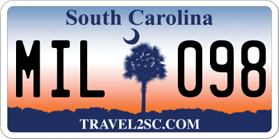 SC license plate MIL098