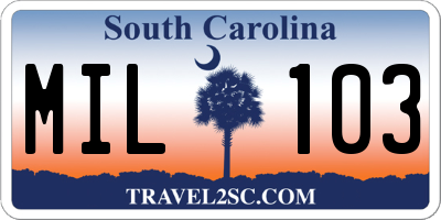 SC license plate MIL103
