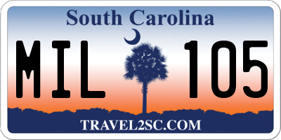 SC license plate MIL105