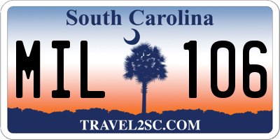 SC license plate MIL106