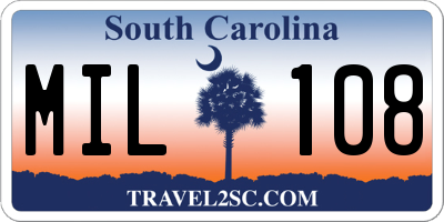 SC license plate MIL108