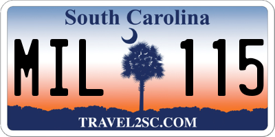 SC license plate MIL115