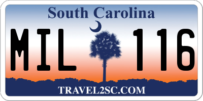 SC license plate MIL116
