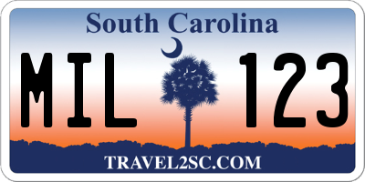 SC license plate MIL123