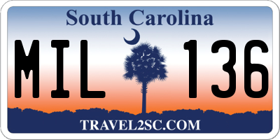 SC license plate MIL136