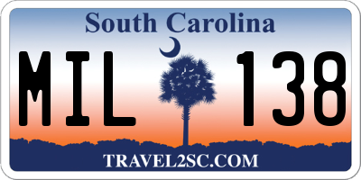 SC license plate MIL138