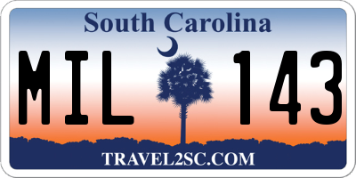 SC license plate MIL143