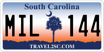 SC license plate MIL144