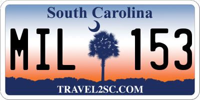 SC license plate MIL153
