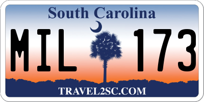 SC license plate MIL173