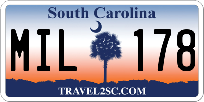 SC license plate MIL178