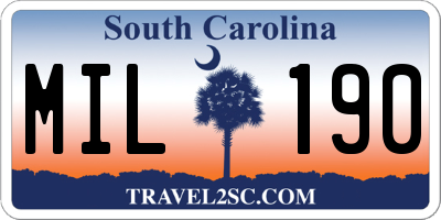 SC license plate MIL190