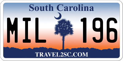 SC license plate MIL196