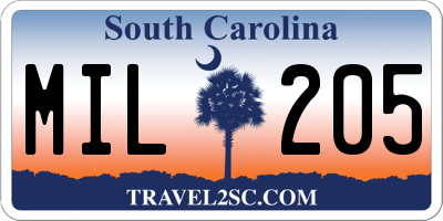 SC license plate MIL205