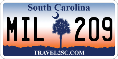 SC license plate MIL209