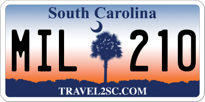 SC license plate MIL210