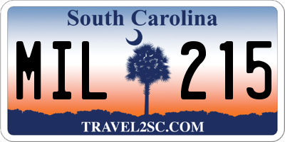 SC license plate MIL215