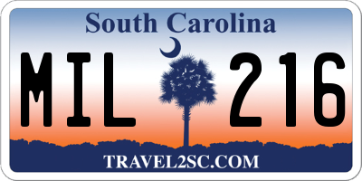 SC license plate MIL216