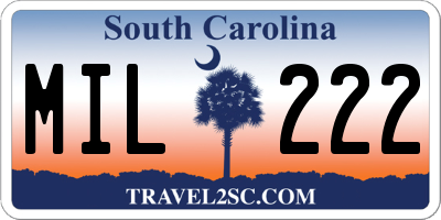 SC license plate MIL222