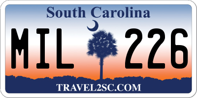 SC license plate MIL226