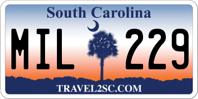 SC license plate MIL229