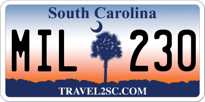 SC license plate MIL230
