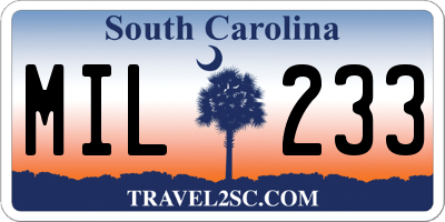 SC license plate MIL233