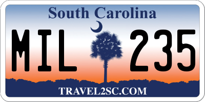 SC license plate MIL235